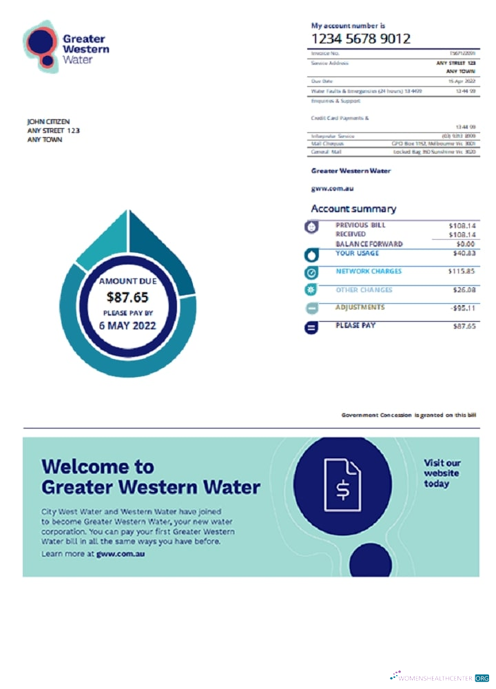 download download Australia Greater Western Water utility bill